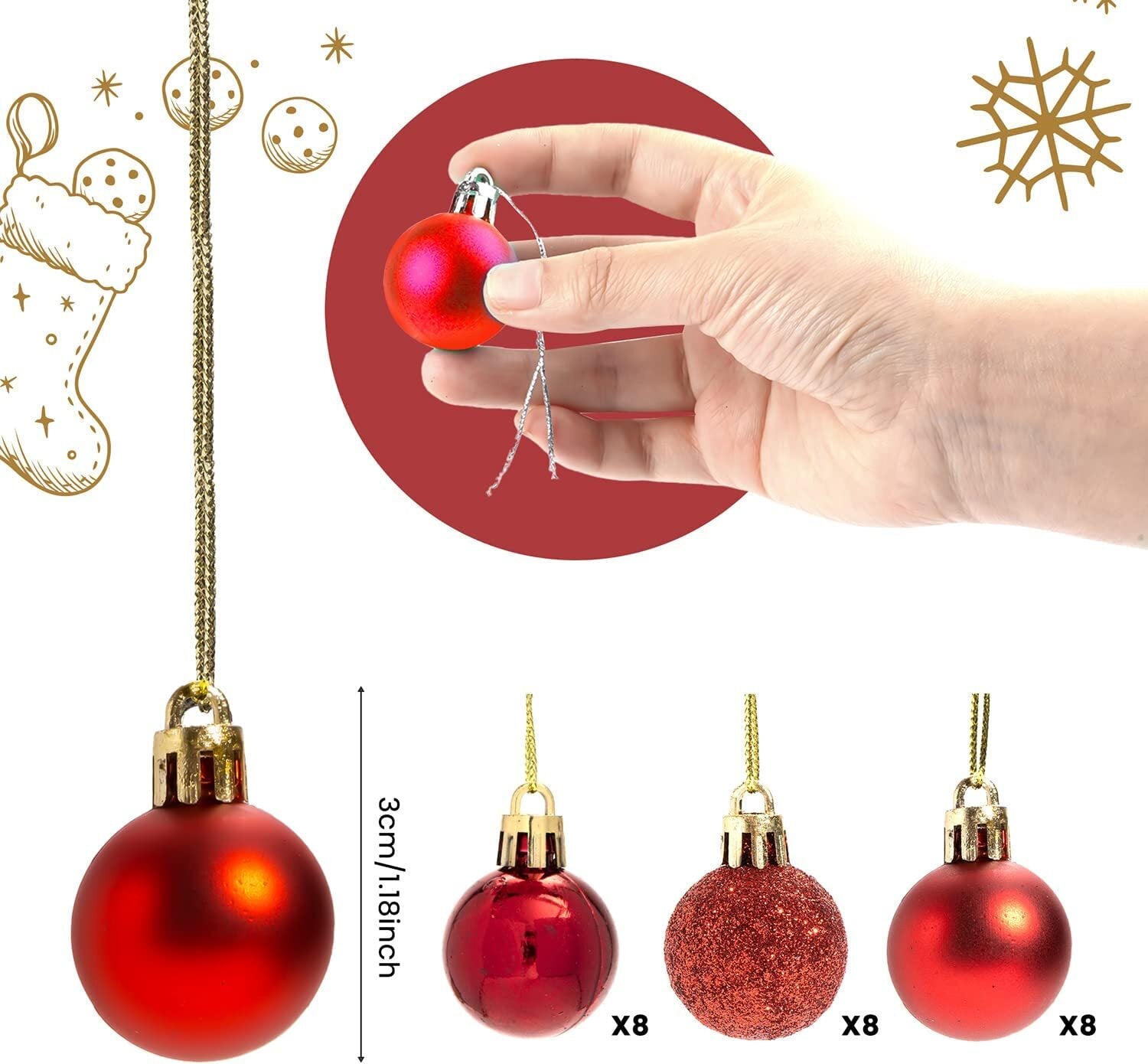 36-Piece Shatterproof Christmas Ornament Set for Tree Decoration - USA