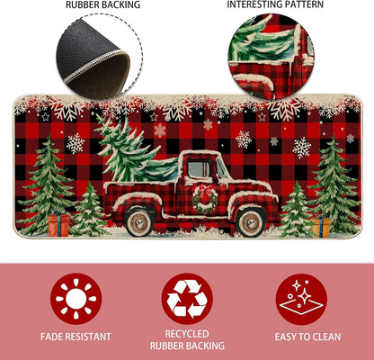 Christmas Kitchen Mats for Floor, Christmas Kitchen Rugs Set of 2 - Farmhouse Tr