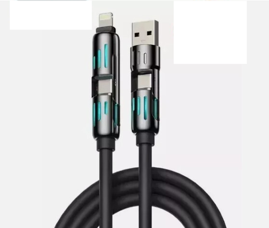 4-in-1 Multi-USB Charging Cable - Maximum 240W Fast Charging with USB A and Type-C, 5 Feet Length