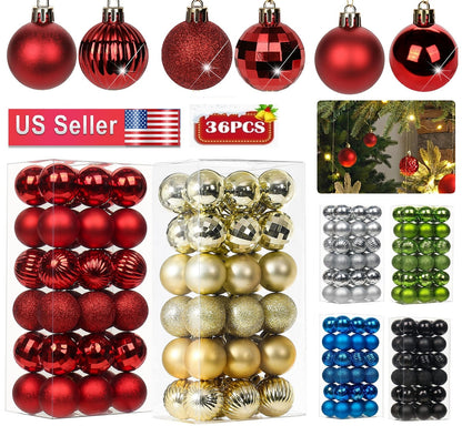 36-Piece Shatterproof Christmas Ornament Set for Tree Decoration - USA