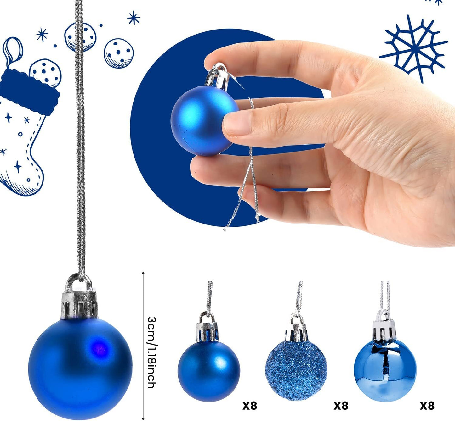 36-Piece Shatterproof Christmas Ornament Set for Tree Decoration - USA