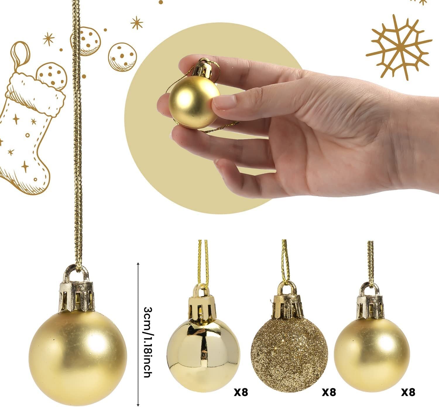 36-Piece Shatterproof Christmas Ornament Set for Tree Decoration - USA