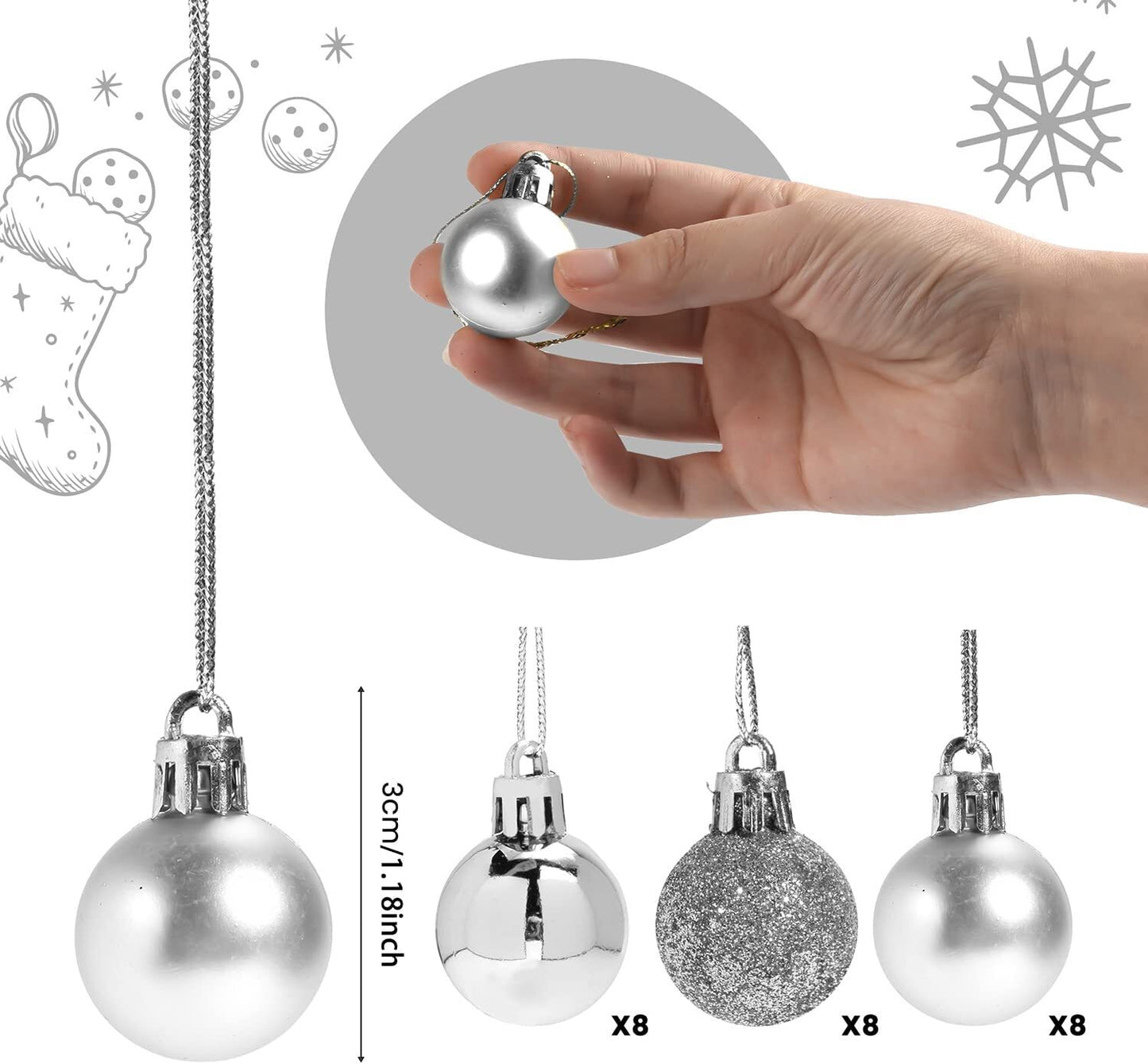 36-Piece Shatterproof Christmas Ornament Set for Tree Decoration - USA