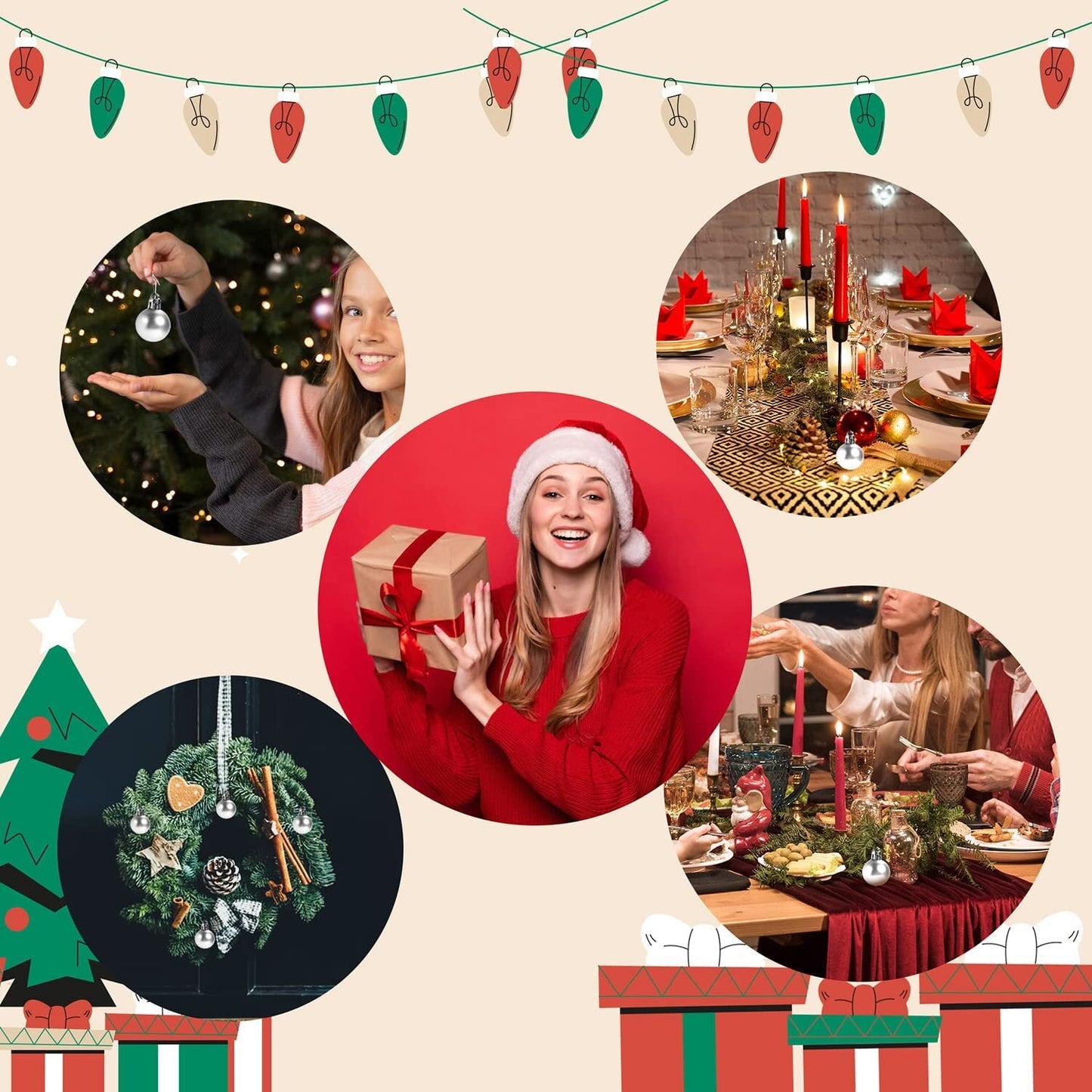 36-Piece Shatterproof Christmas Ornament Set for Tree Decoration - USA