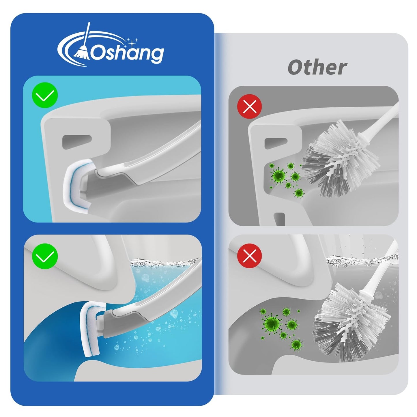 Upgrade Your Cleaning Routine with the Oshang Disposable Toilet Brush Set - Includes Holder and 14 Refills for Effortless Bathroom Hygiene