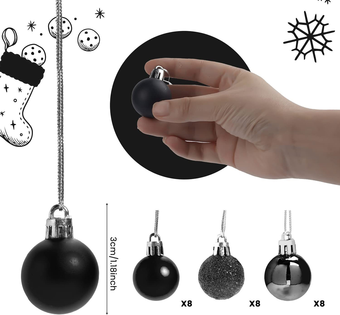 36-Piece Shatterproof Christmas Ornament Set for Tree Decoration - USA