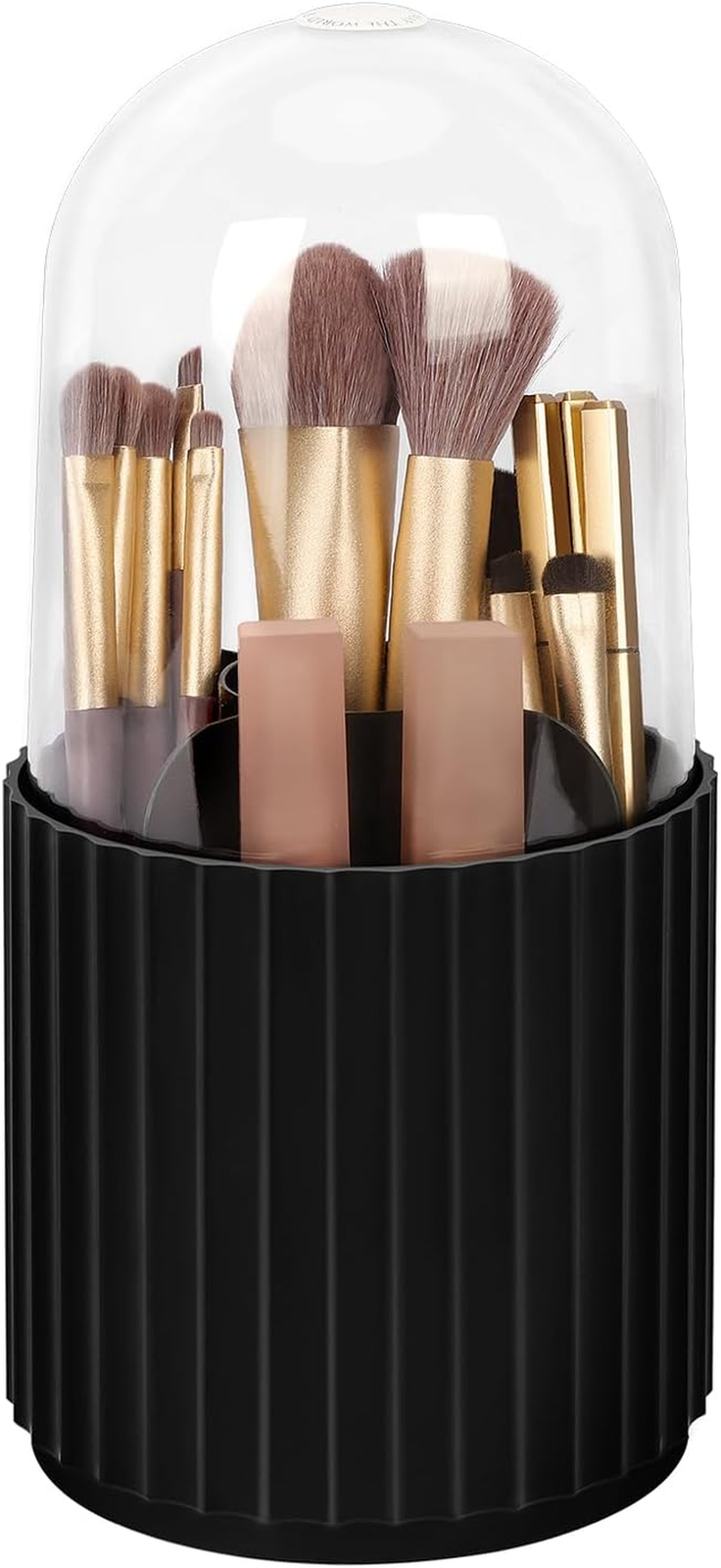 360-Degree Rotatable Makeup Brush Holder Organizer with Lid