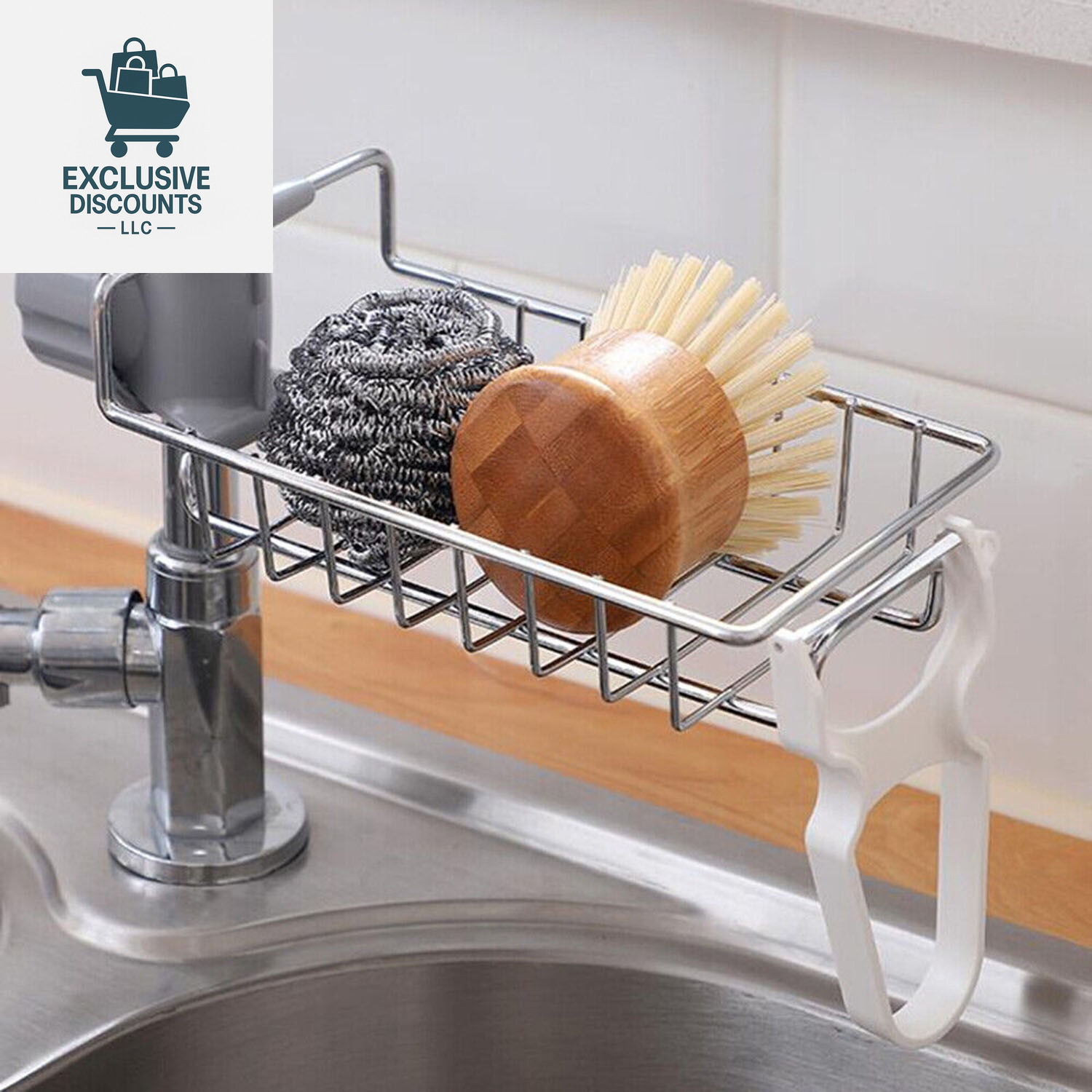 Kitchen Sink Drain Rack and Storage Holder for Sponges, Soap, and Cloths
