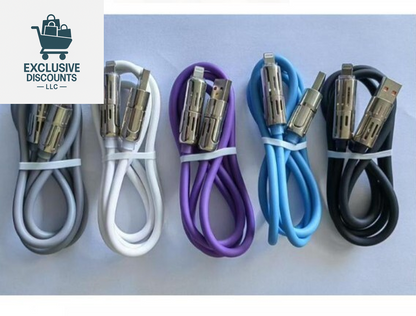 4-in-1 Multi-USB Charging Cable - Maximum 240W Fast Charging with USB A and Type-C, 5 Feet Length